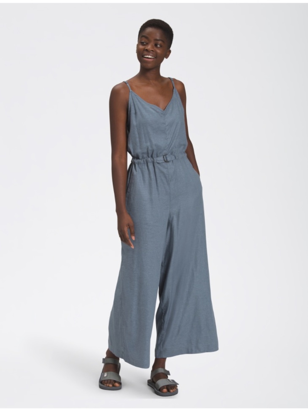 The North Face Women's Hillrose Hemp Jumpsuit  Wide Leg Blue Size Medium